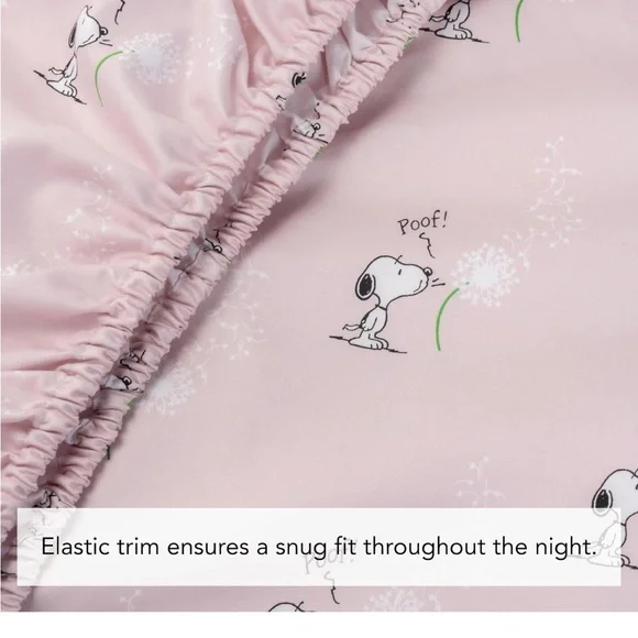 Berkshire Blanket Peanuts Snoopy Twin Sheet Set - 3 Pieces Make A Wish Spring - Picture 4 of 6